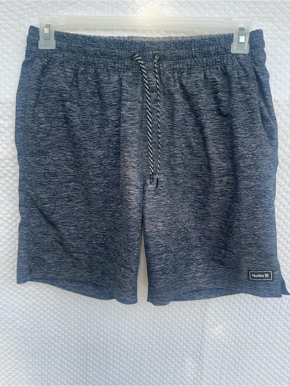 Hurley Men’s Medium Gray Space Dye Board Shorts Swim Trunks Stretch Drawstring